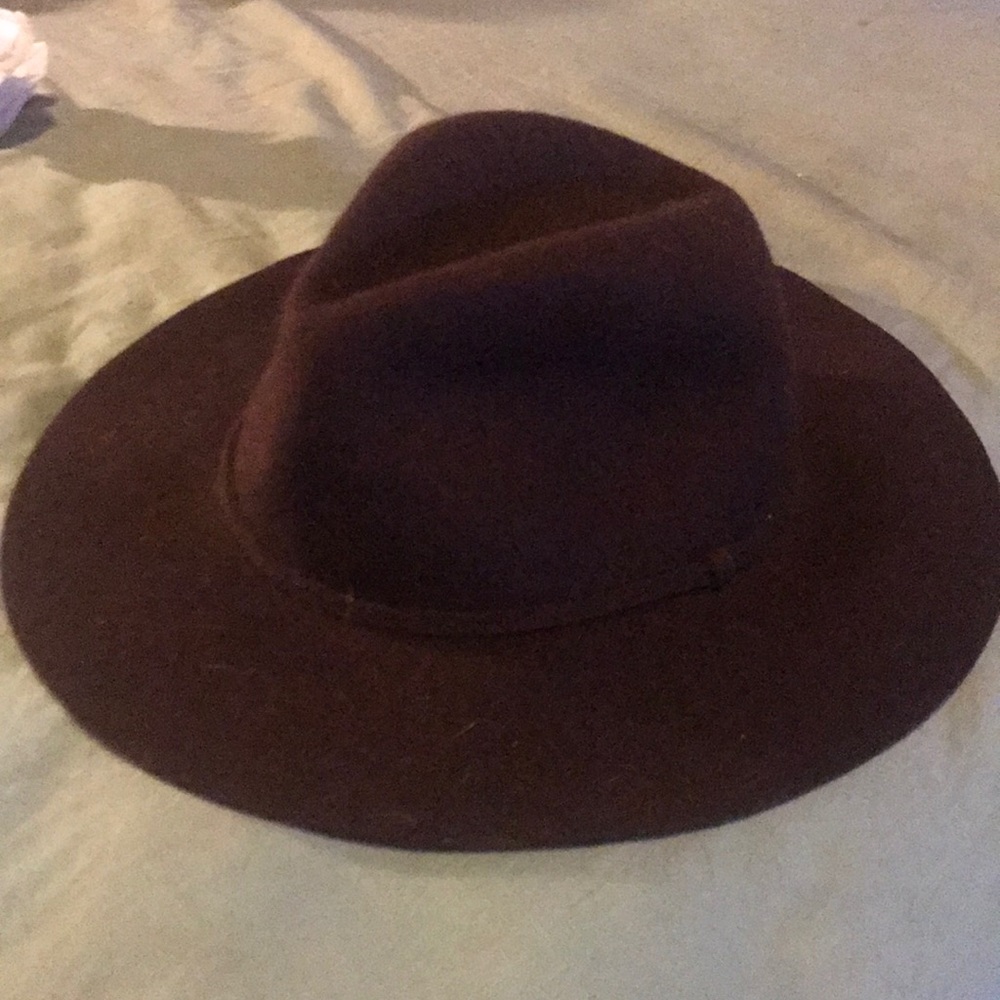 Brown wool wide brim hat